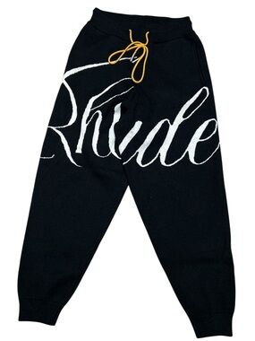 Rhude Black and White Woven-Texture Hoodie